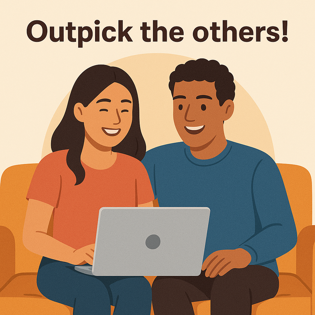 Friends competing on the couch